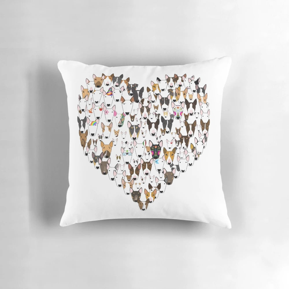 Bully Love Bull Terrier Pillow featuring a cozy, high-quality design for dog lovers