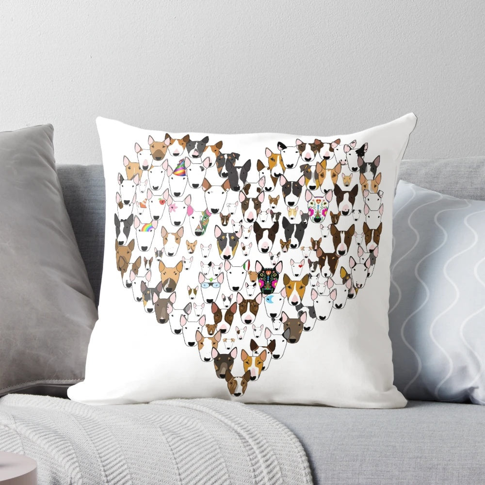 Bully Love Bull Terrier Pillow featuring a cozy, high-quality design for dog lovers