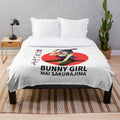 Bunny girl-inspired plush blanket featuring Mai Sakurajima from the anime series 'Rascal Does Not Dream of Bunny Girl Senpai