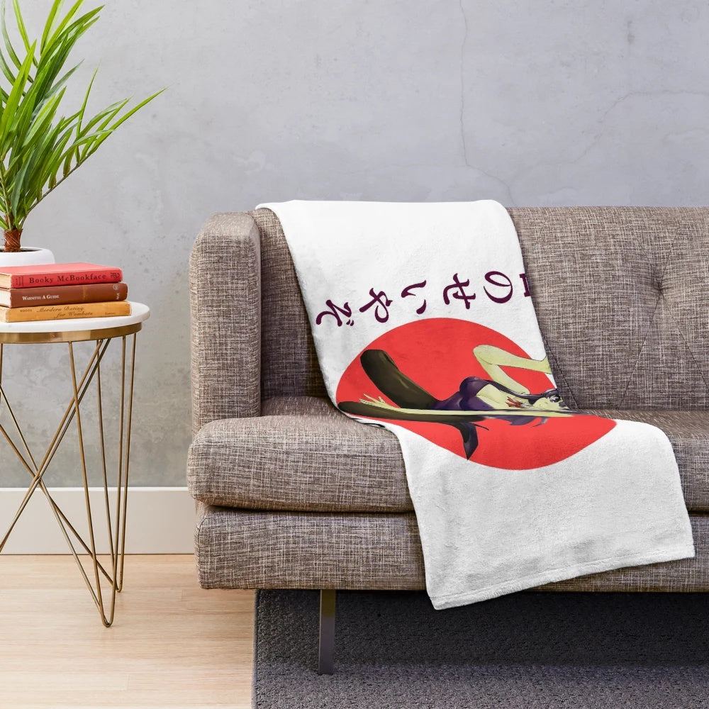 Bunny girl-inspired plush blanket featuring Mai Sakurajima from the anime series 'Rascal Does Not Dream of Bunny Girl Senpai
