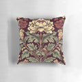 Burgundy floral pillow with William Morris-inspired pattern