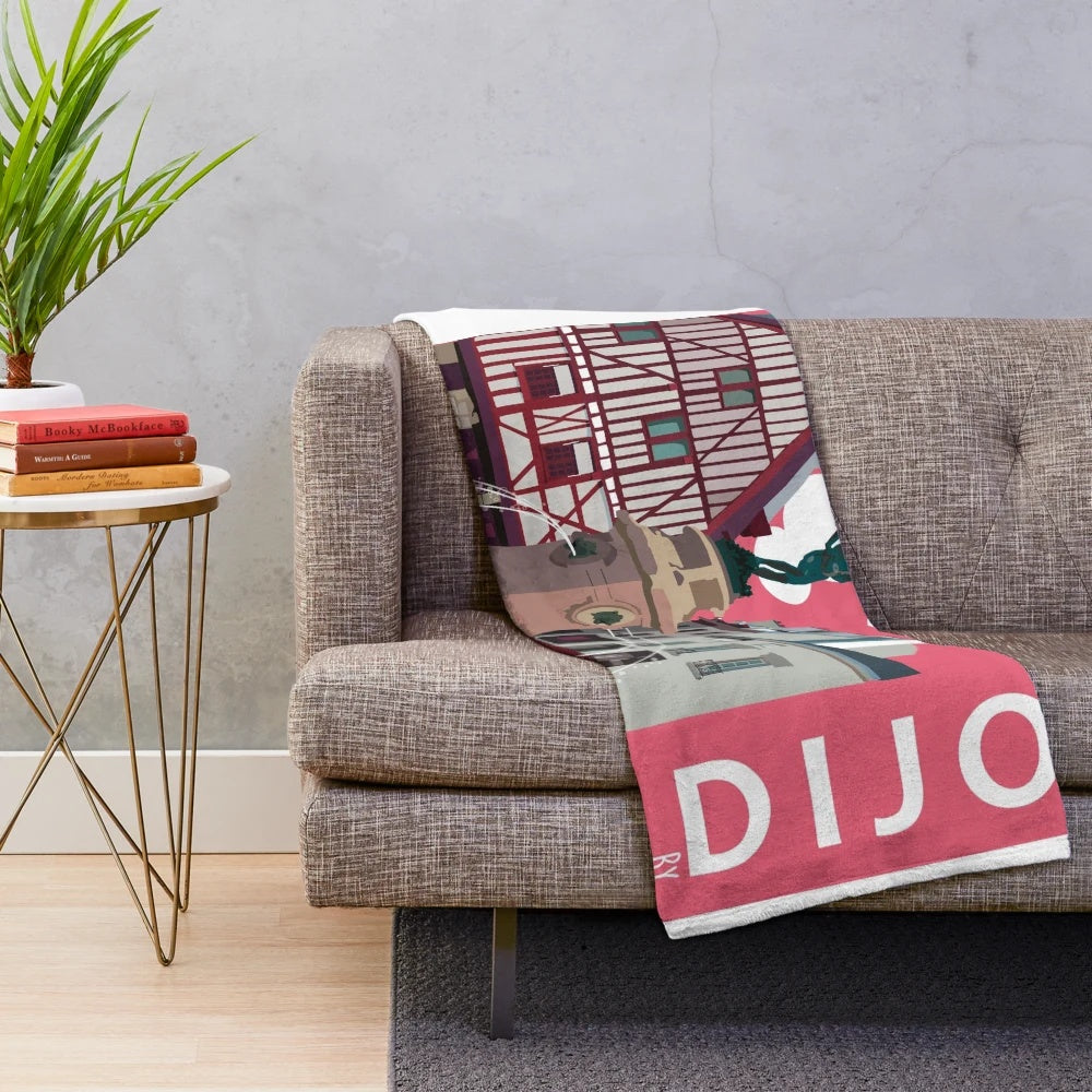 Burgundy plush blanket with French design by Pascale Francois