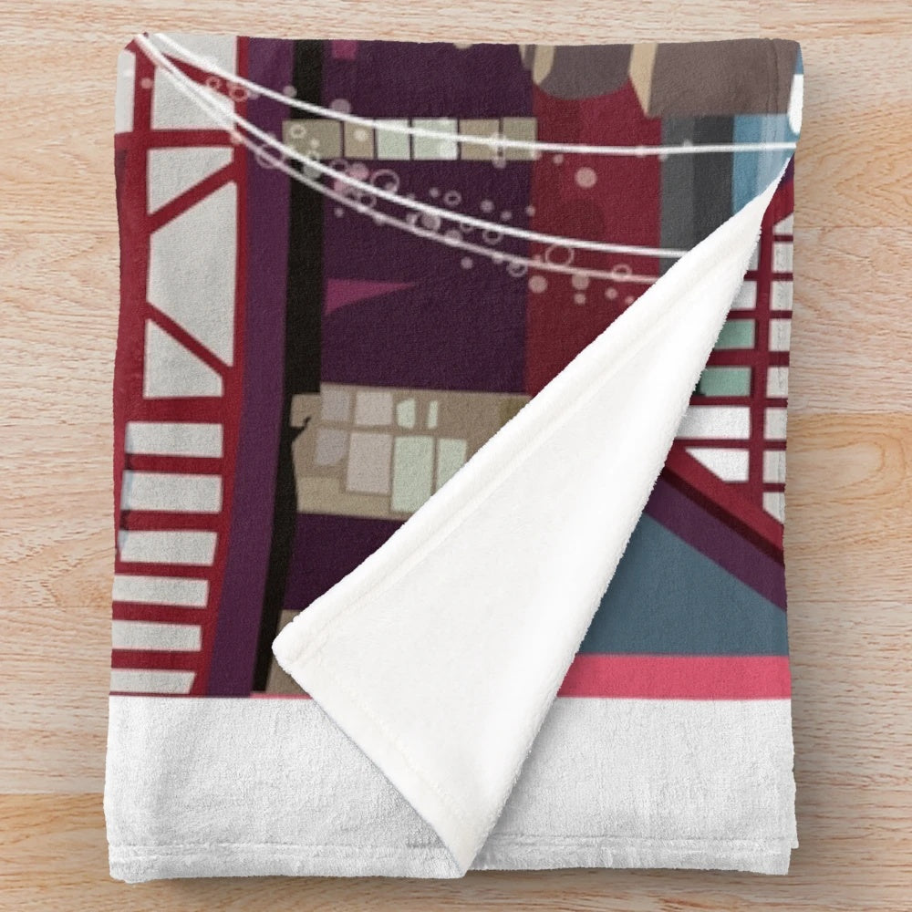 Burgundy plush blanket with French design by Pascale Francois
