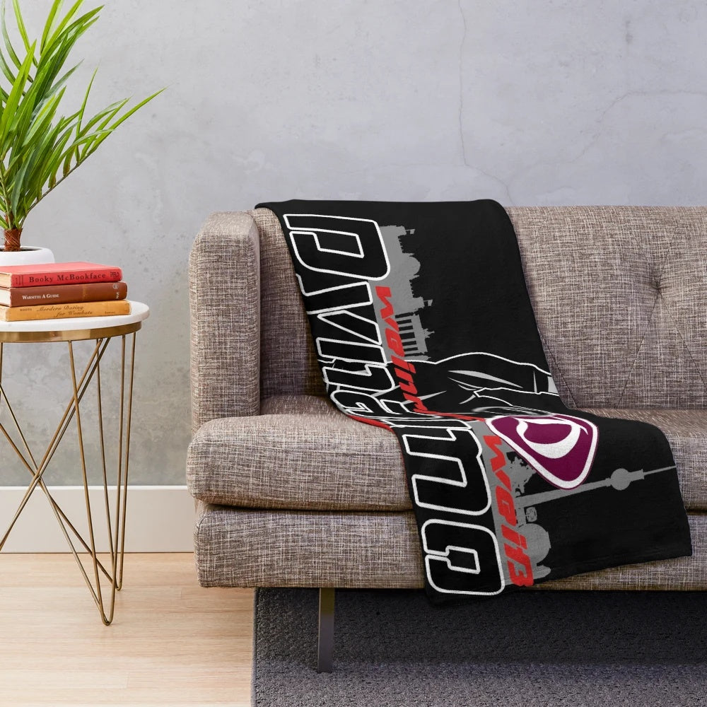 Burgundy white plush blanket for soccer fans and enthusiasts
