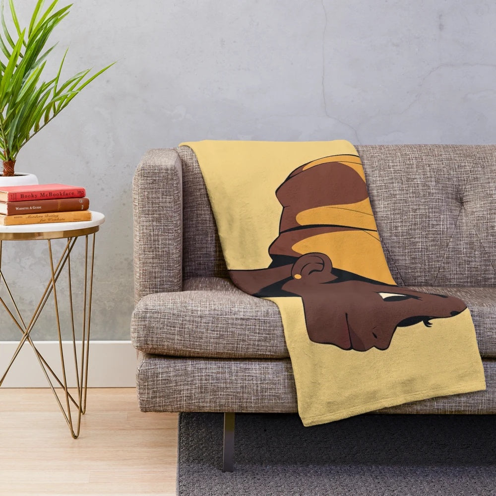 Burkinabe woman in traditional attire, anime-style plush blanket