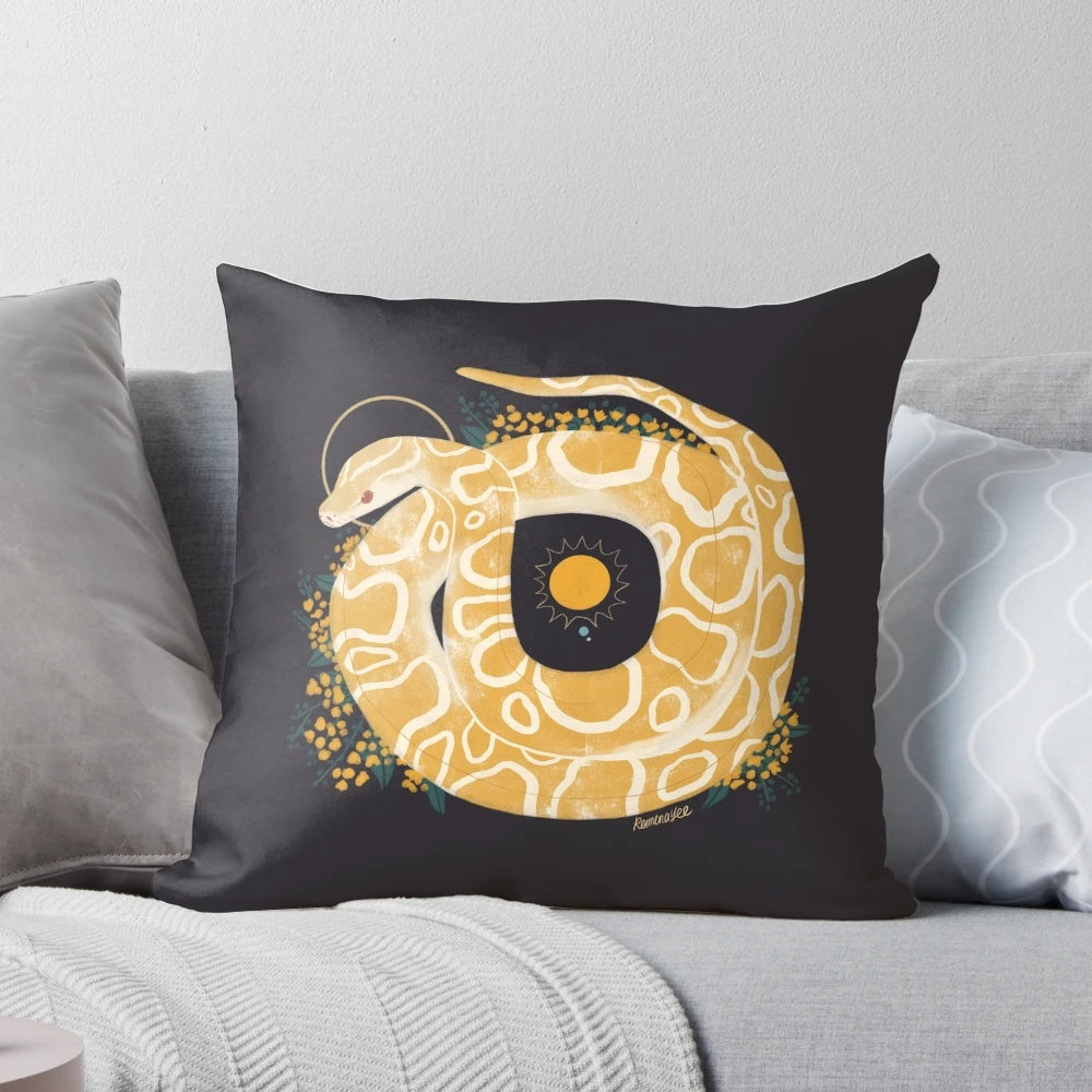 Burmese python pillow, a cozy and magical familiar for witches and occult enthusiasts