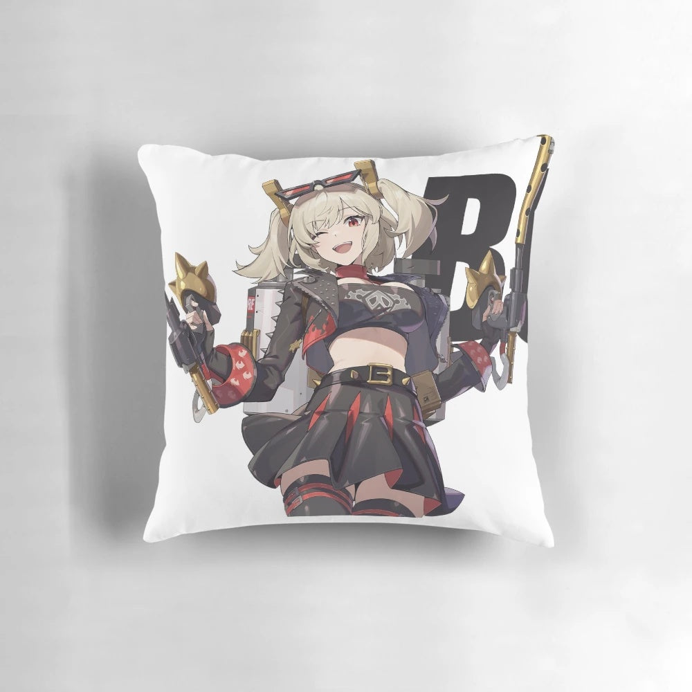 Burnice White from Zenless Zone Zero anime character on a white pillow