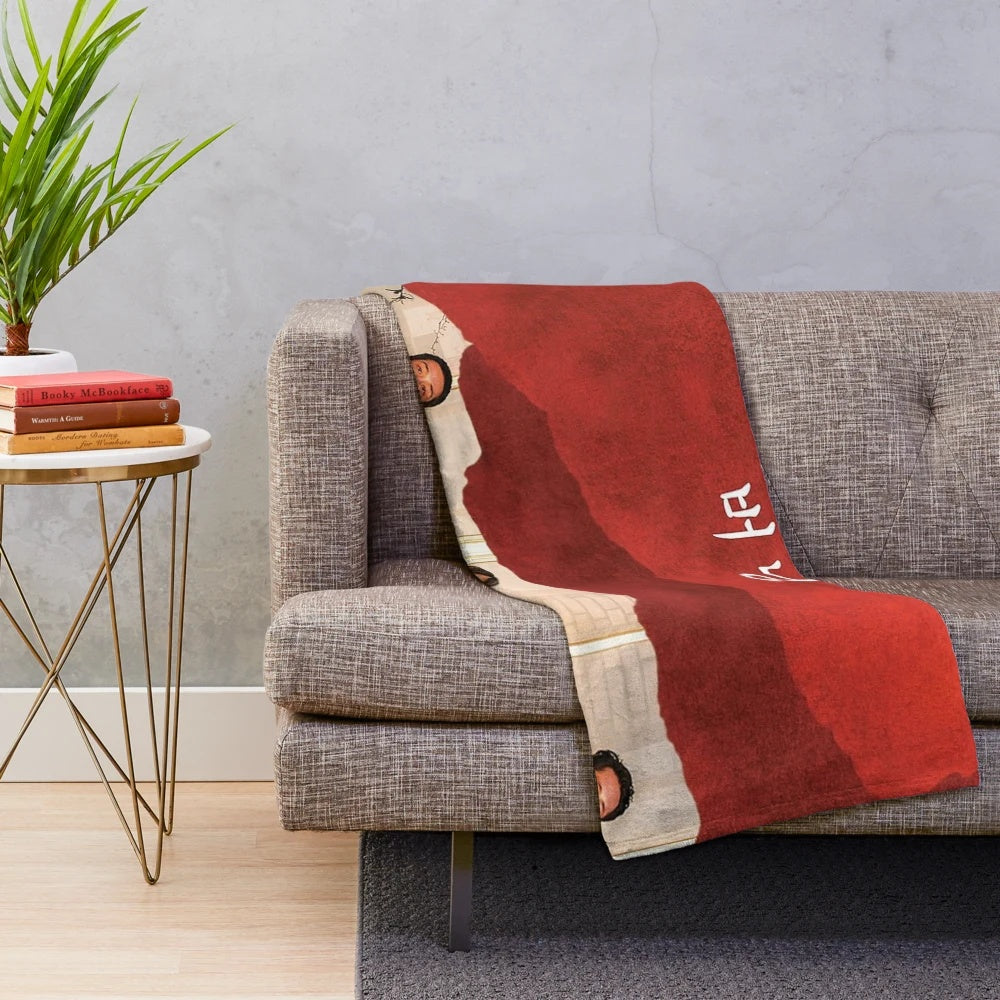 Cozy plush blanket featuring a burning movie poster design for film enthusiasts