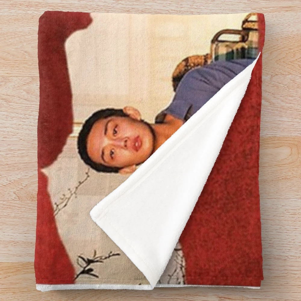 Cozy plush blanket featuring a burning movie poster design for film enthusiasts