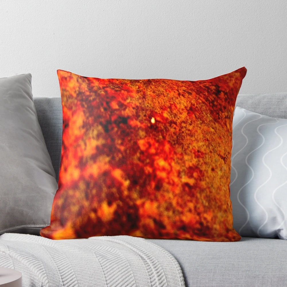 Burnt rust textured throw pillow with industrial, rustic design