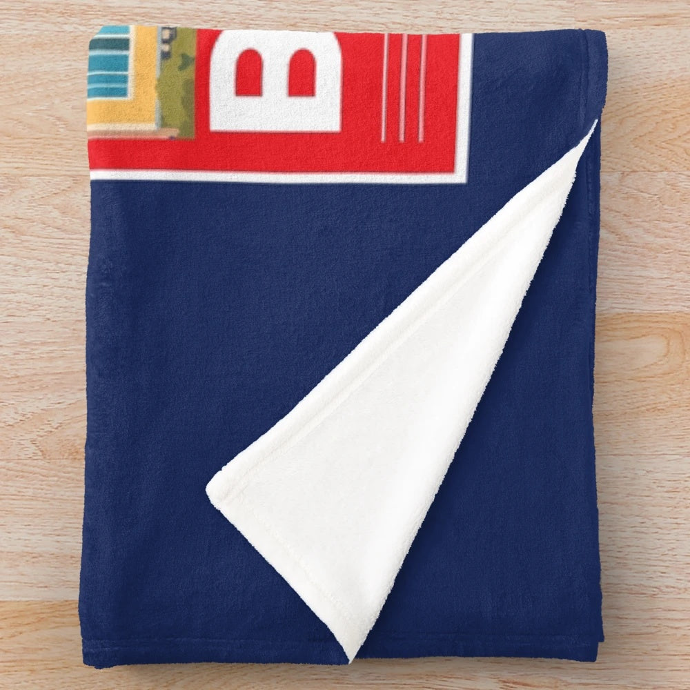 Busan Travel Plush Blanket featuring iconic landmarks and artistic culture