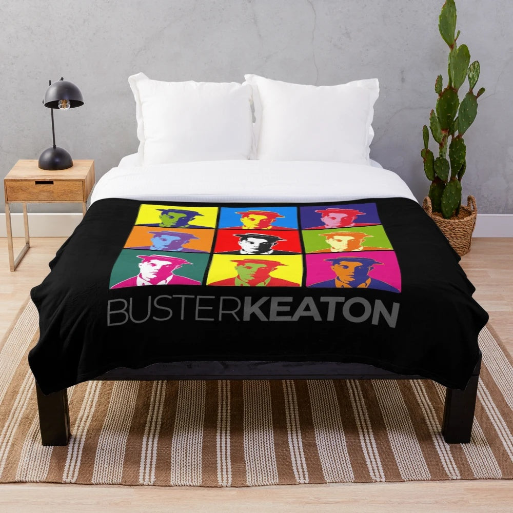 Buster Keaton inspired pop art portrait plush blanket