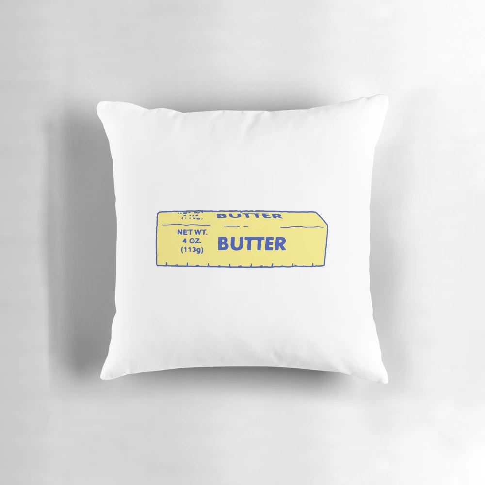 Soft and plush butter-shaped pillow for a fun and cozy decor accent