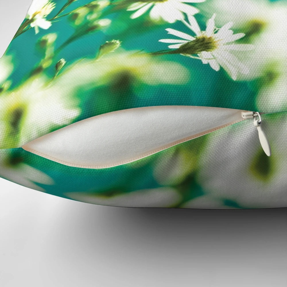 Beautifully designed throw pillow featuring a butterfly and flowers in a nature-inspired pattern.