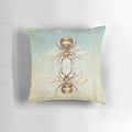 Colorful and whimsical bee pillow featuring a surreal, grunge-style design