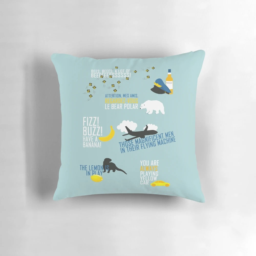 Cabin Pressure Inspired Aviation Pillow with Captain Martin Crieff and MJN Air Branding