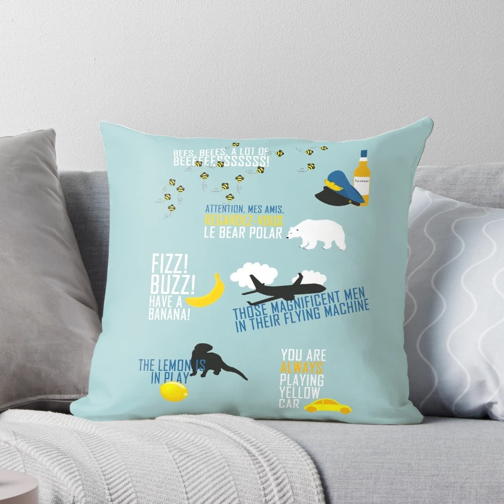 Cabin Pressure Inspired Aviation Pillow with Captain Martin Crieff and MJN Air Branding