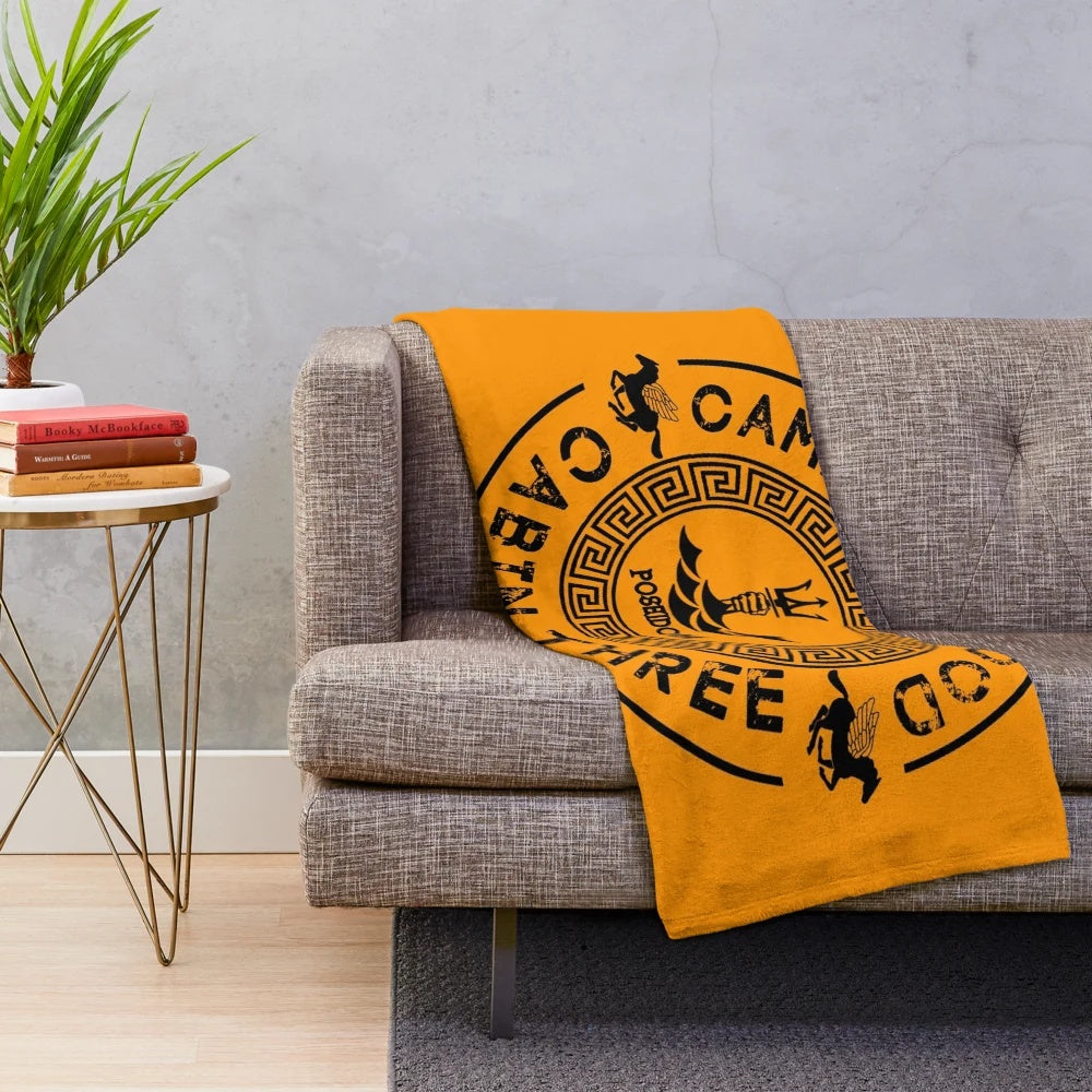 Percy Jackson-inspired plush blanket featuring the Poseidon cabin design