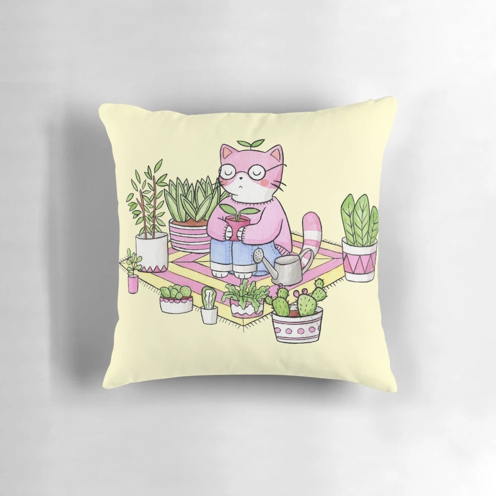 Cacti Meditation Pillow for Cats - Comfortable and Relaxing Cactus-Themed Pillow for Home & Garden