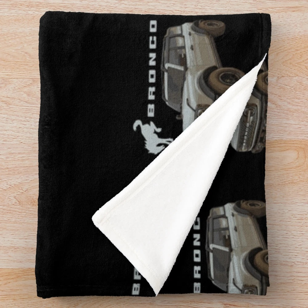 Cactus grey plush blanket with Ford Bronco-inspired design