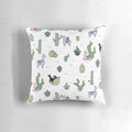 Vibrant cactus and llama patterned throw pillow for home decoration