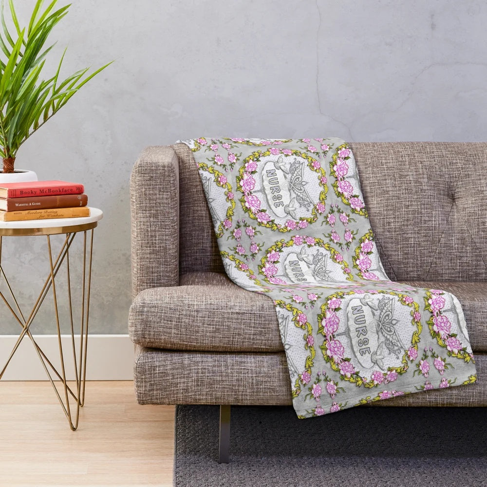 Caduceus Roses Nurse Plush Blanket