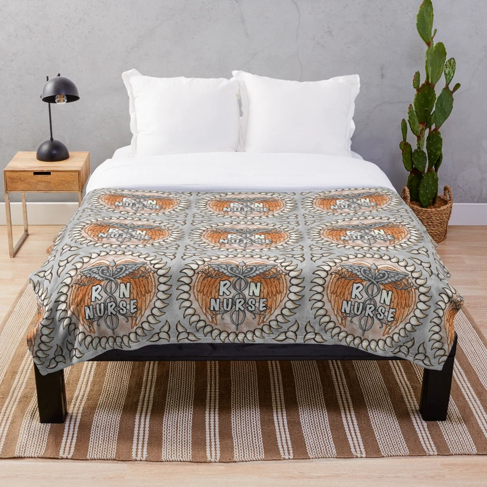 Caduceus wings plush blanket for registered nurses