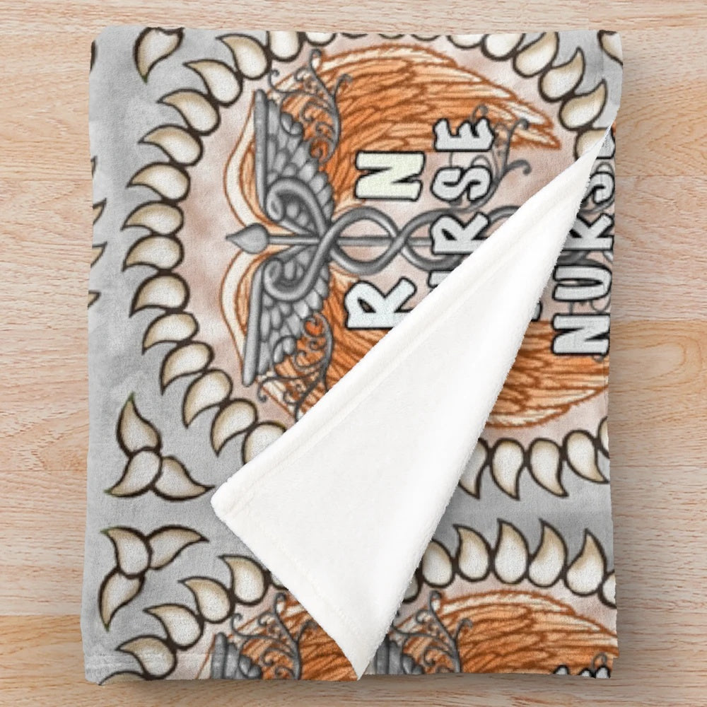Caduceus wings plush blanket for registered nurses