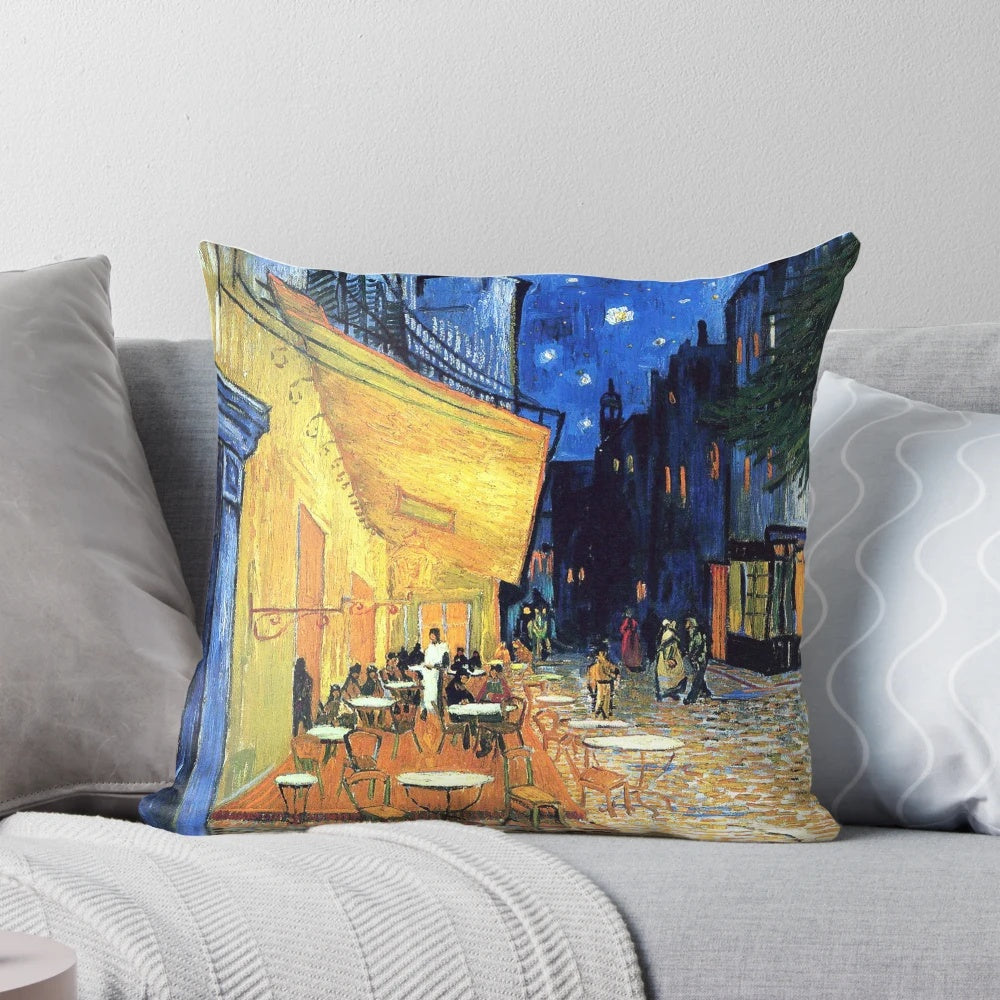 Cafe Terrace at Night painting by Vincent van Gogh on a pillow