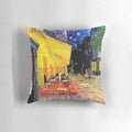 Colorful pillow featuring Vincent van Gogh's masterpiece 'The Cafe Terrace on the Place du Forum'