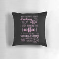 A pink pillow featuring a coffee-themed design, perfect for coffee lovers.