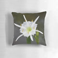 Soft, white cahaba lily flower pillow for natural, botanical home decor