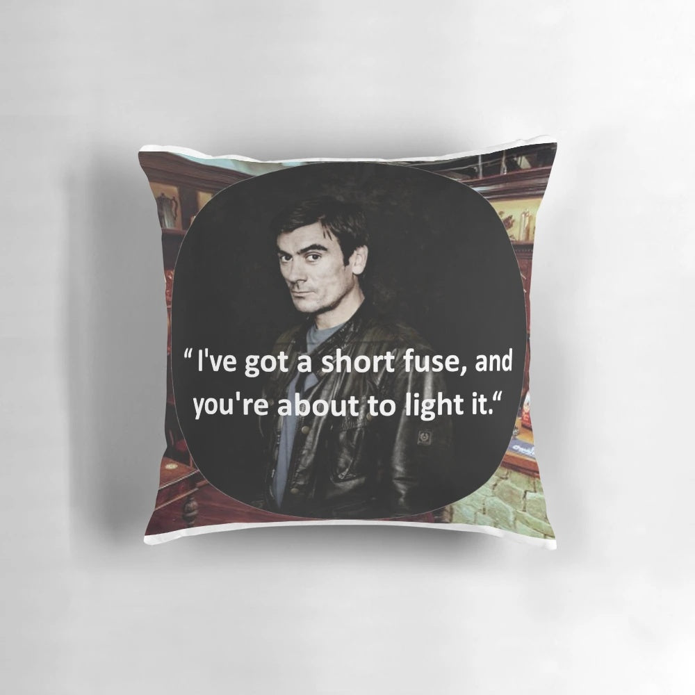 Cain Dingle's "Short Fuse" Decorative Pillow - Emmerdale TV Show Memorabilia