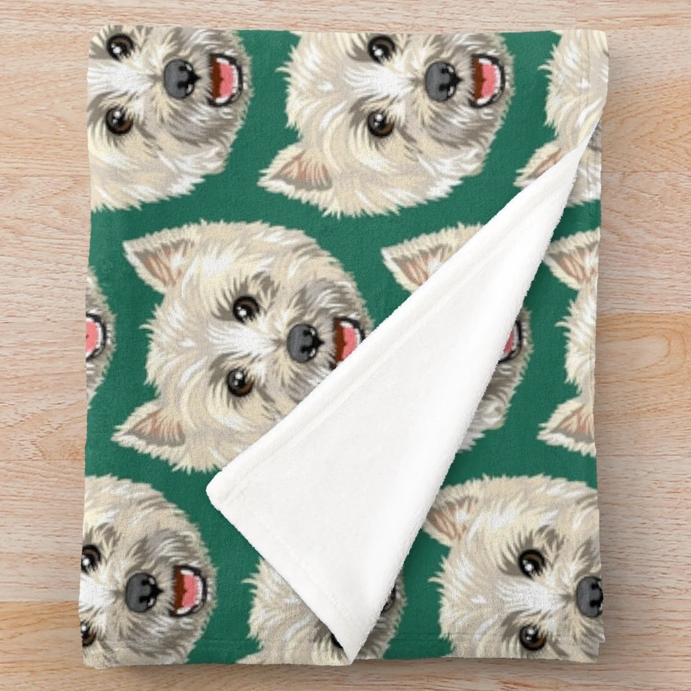 Cairn Terrier Plush Blanket featuring a colorful portrait by artist Michelle Phong