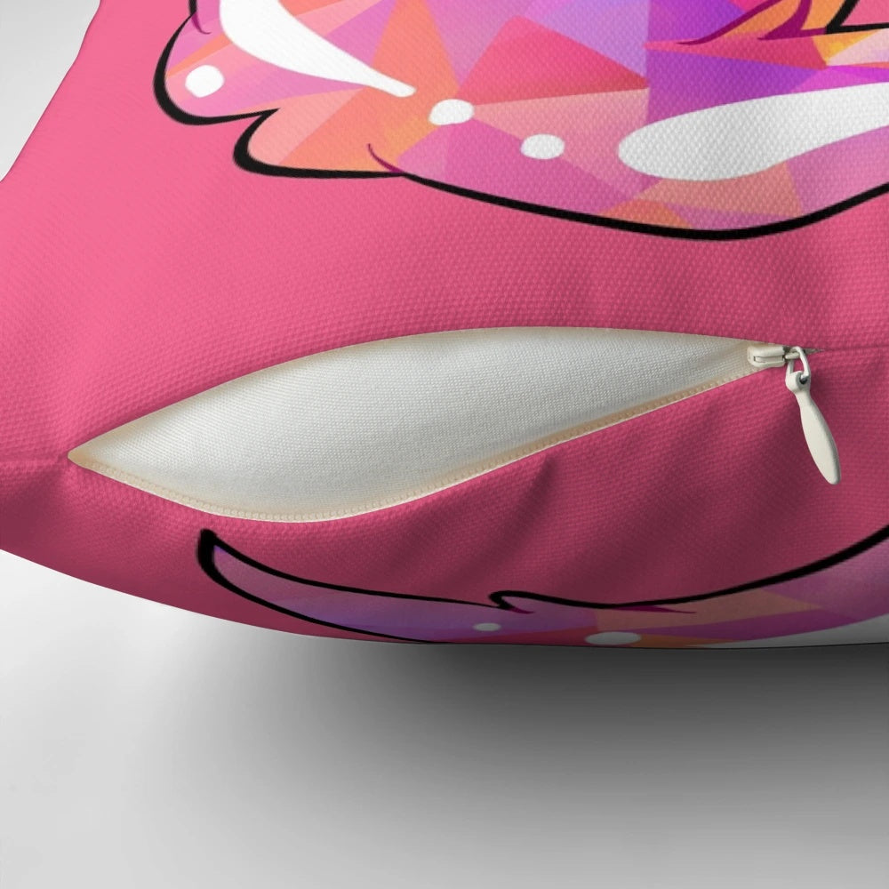 A cozy, plush cat-shaped pillow adorned with calming gemstones to promote mental well-being.