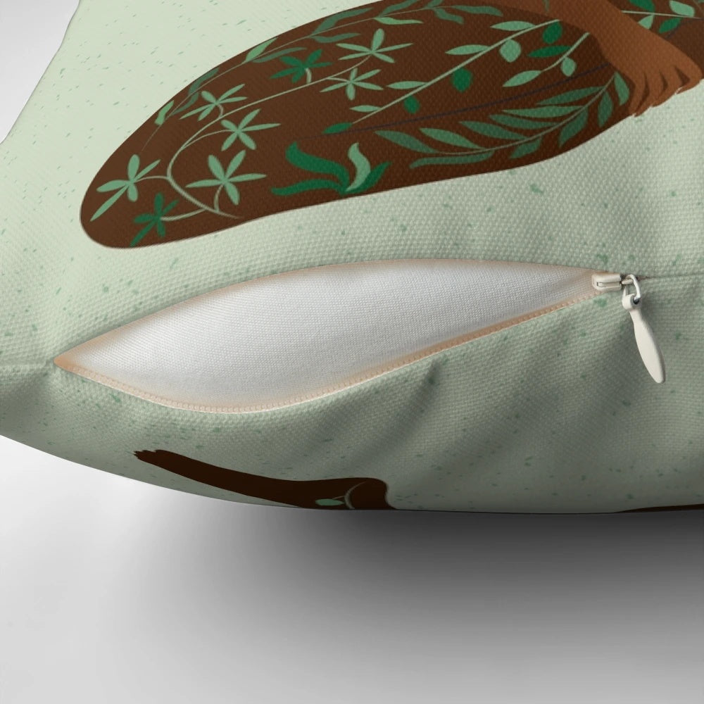 Green and brown nature-inspired Pillow with moon phases design for meditation and self-care