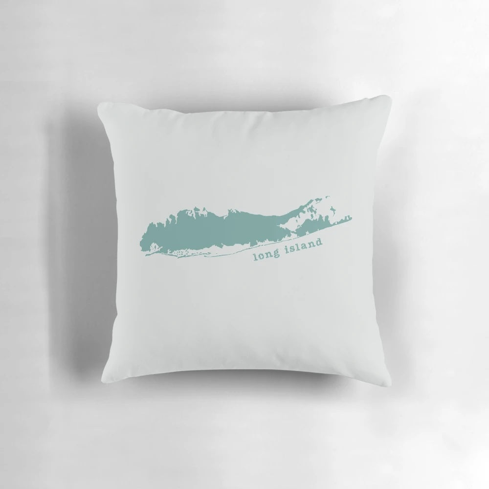 Long Island sea glass green throw pillow for beach house or coastal living room decor
