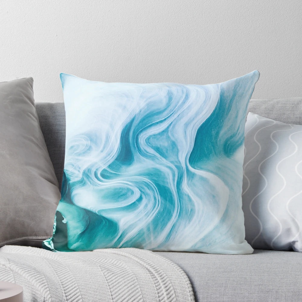 Marble sandstone pillow with abstract ocean-inspired swirling pattern