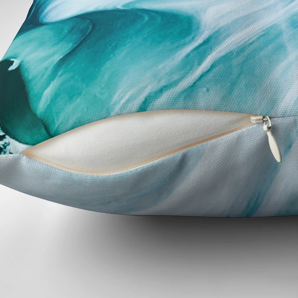 Marble sandstone pillow with abstract ocean-inspired swirling pattern