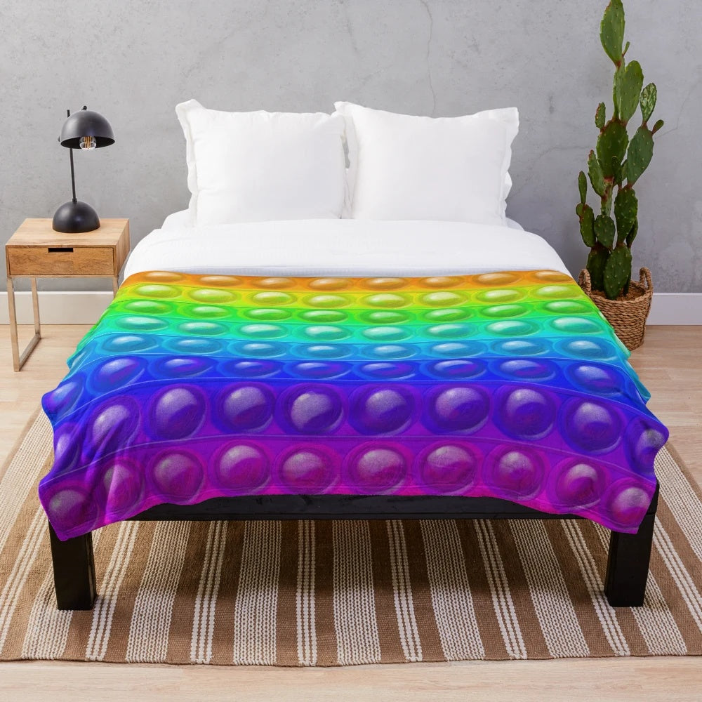 Pop It Plush Blanket - Multicolored Silicone Bubble Fidget Toy