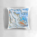 A calming sea-inspired pillow featuring a beautiful abstract acrylic pour painting design