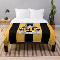 Cambridge United FC logo inspired plush blanket with striped design