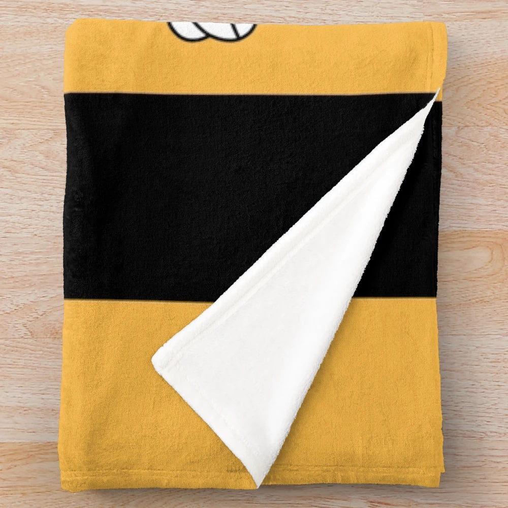 Cambridge United FC logo inspired plush blanket with striped design