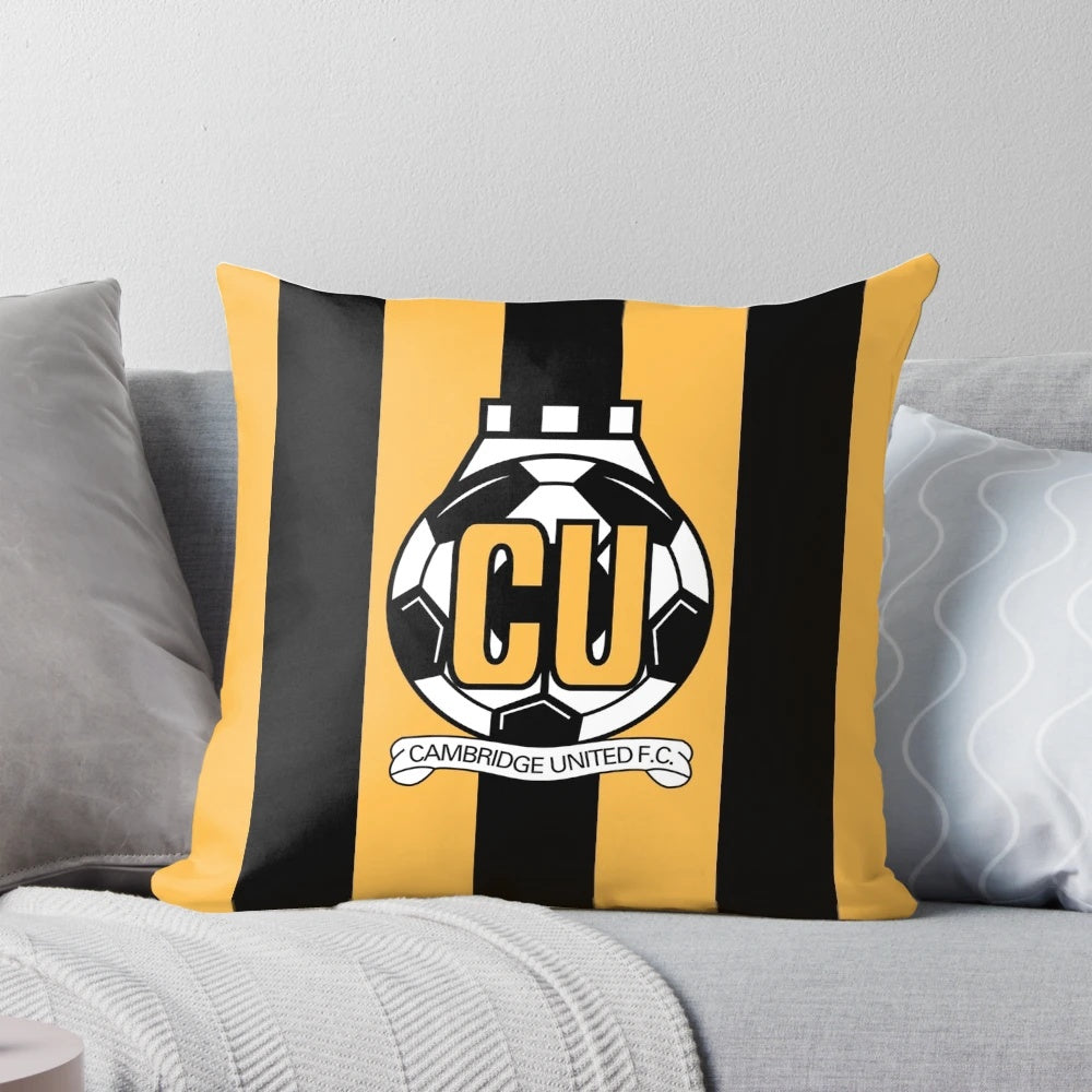 Cambridge United FC logo stripes pillow featuring the football club's iconic yellow and black colors
