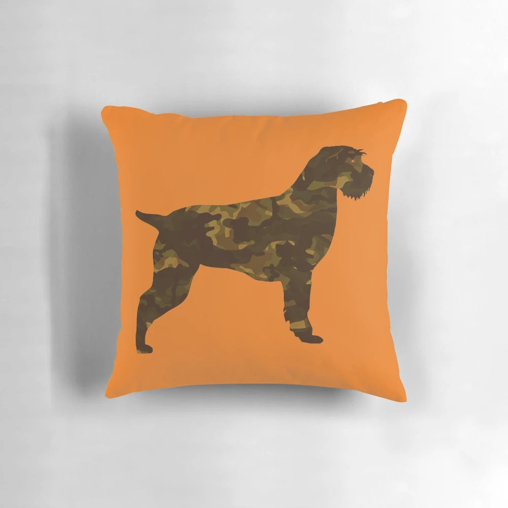 Camouflage Griff Pillow featuring a wirehaired pointing griffon dog
