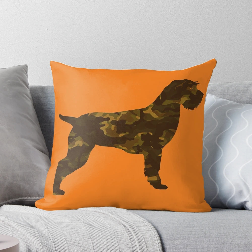 Camouflage Griff Pillow featuring a wirehaired pointing griffon dog