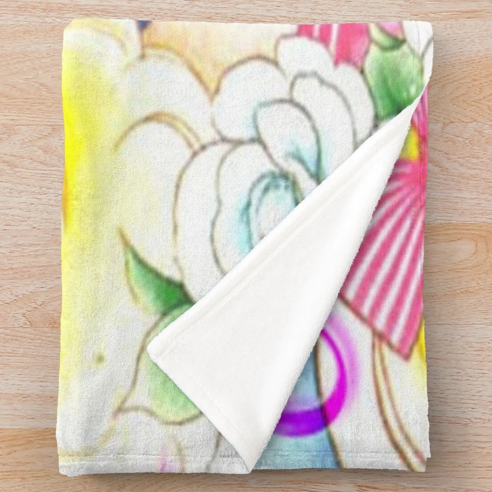 Candy Candy inspired plush blanket with a vibrant pop art anime design