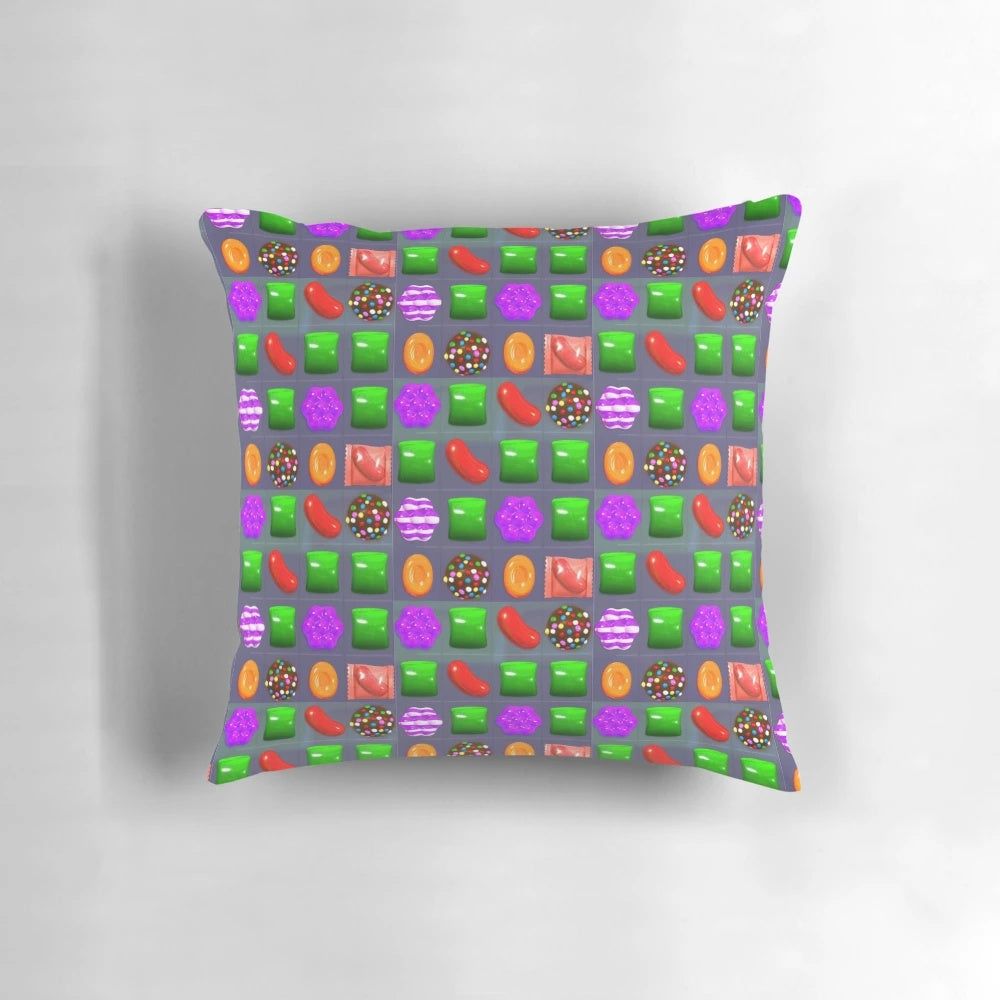 Candy Combo Crush Gaming Pillow - Soft, Plush Decorative Pillow