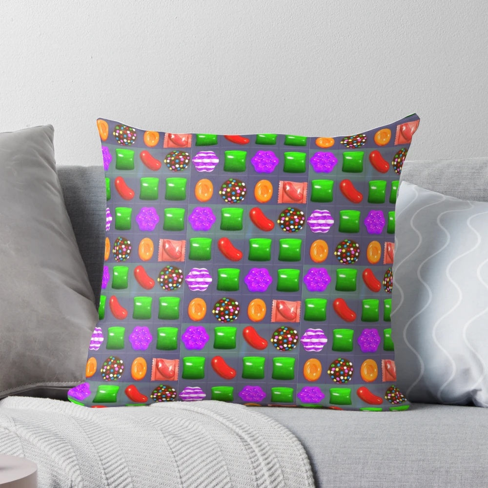Candy Combo Crush Gaming Pillow - Soft, Plush Decorative Pillow