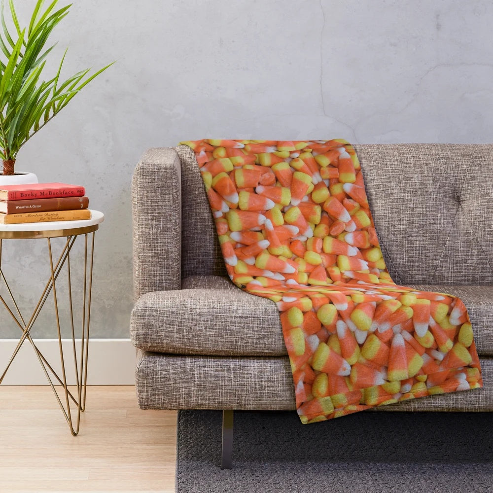 Candy corn-patterned plush blanket
